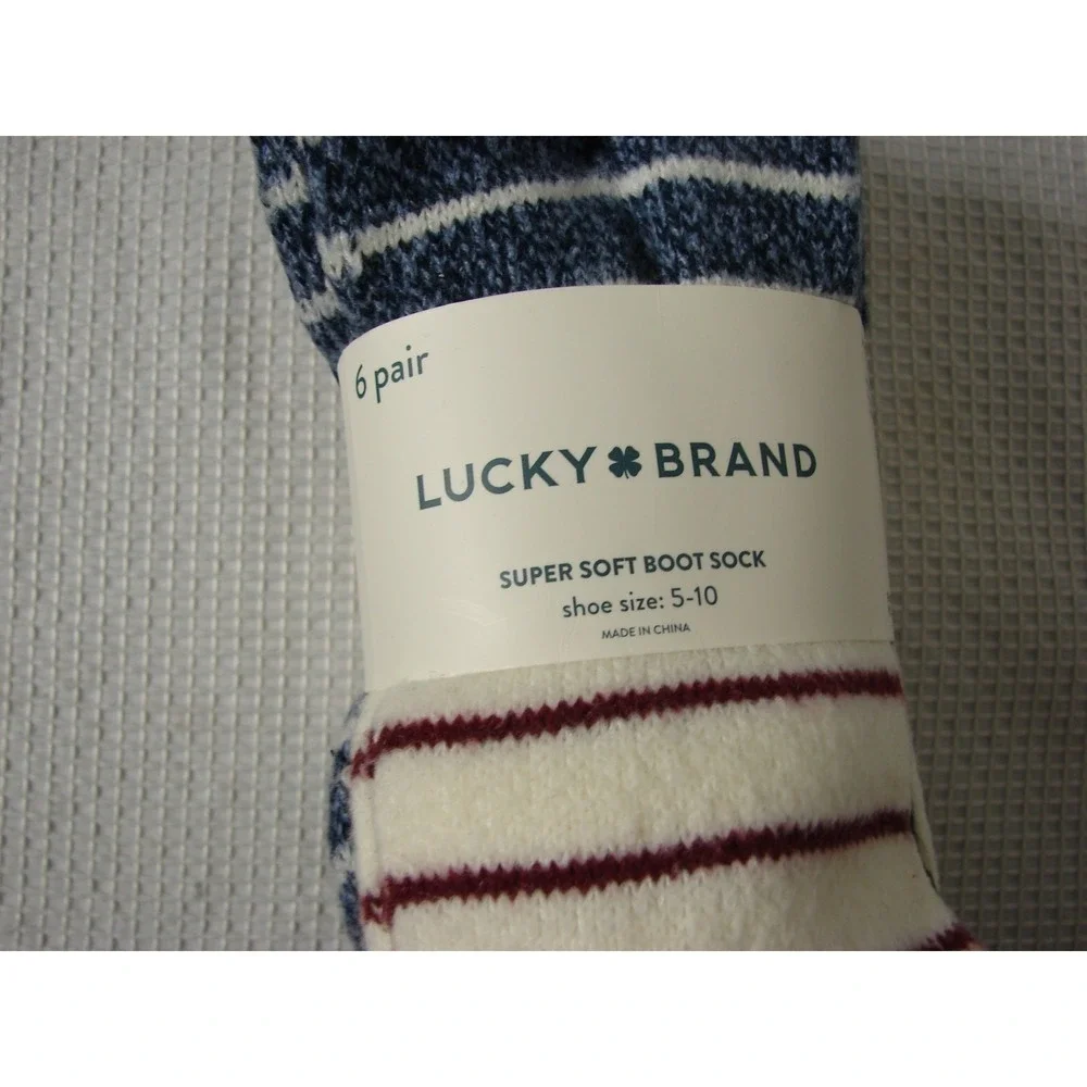 New Lucky Brand 6 Pack Super Soft Boot Socks Womens Size 5-10 Warm Cozy Outdoor